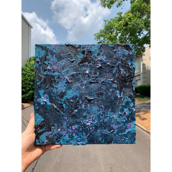 Original Abstract Blue and Black Painting | Unique Abstract Blue Wall Décor - Picture 7 of 9